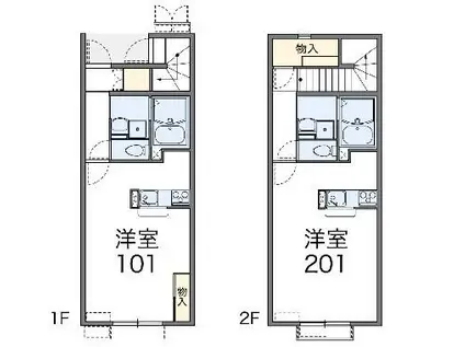 レオネクストリベールハイツ(1K/2階)の間取り写真