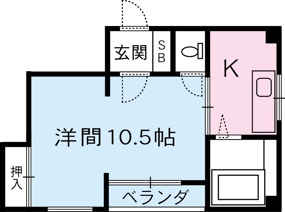 西田辺ハイツ(1K/3階)の間取り写真