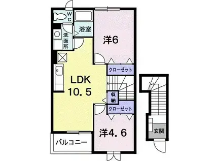 ピース・コアB(2LDK/2階)の間取り写真