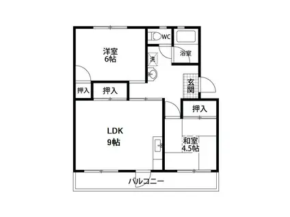 マンション佐鳴台(2LDK/1階)の間取り写真