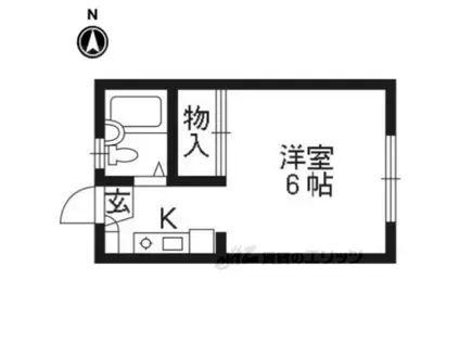 阪急京都線 西京極駅 徒歩17分 2階建 築31年(1K/1階)の間取り写真