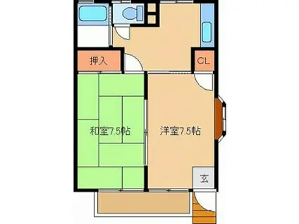 レジデンスKUNI(2DK/2階)の間取り写真