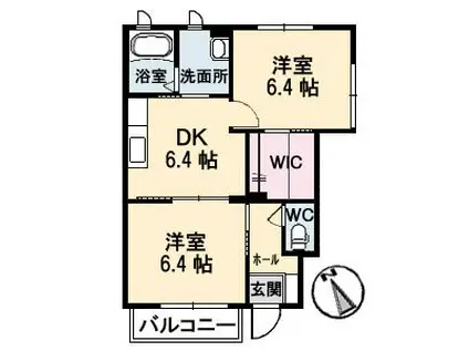 シャーメゾン天生津(2LDK/1階)の間取り写真