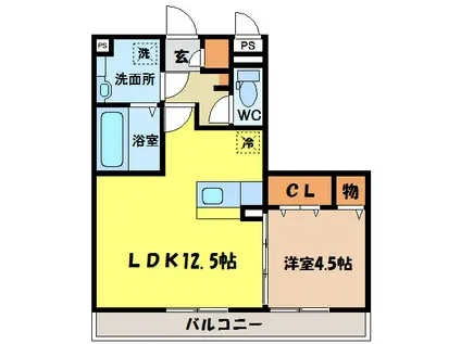 オッツ古賀島(1LDK/3階)の間取り写真