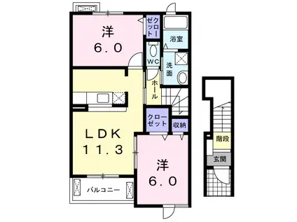 エレガントアパートメントB(2LDK/2階)の間取り写真