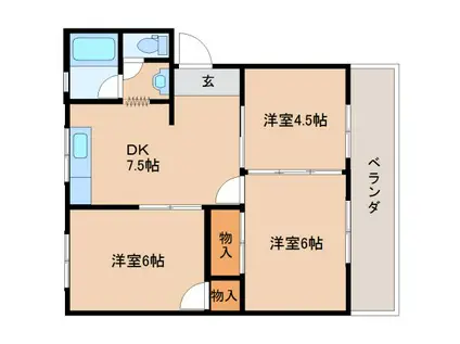 西田マンション(3DK/3階)の間取り写真