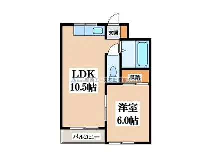 岩崎ハイツP1(1LDK/4階)の間取り写真