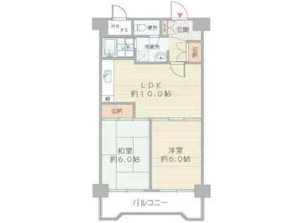 おおきに大阪天満サニーアパートメント(2LDK/9階)の間取り写真