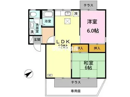 セジュールプロプル(2LDK/1階)の間取り写真