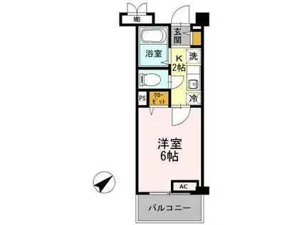 クレール加茂(ワンルーム/2階)の間取り写真