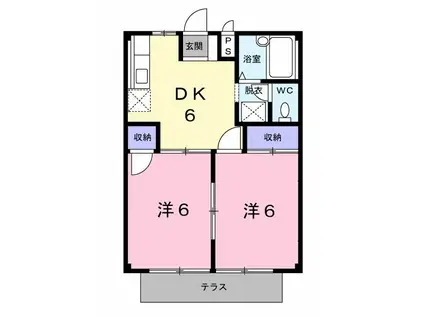 シティハイツ山本A(2DK/1階)の間取り写真