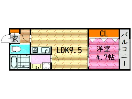 LIEN吉田(1LDK/1階)の間取り写真