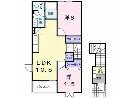 イノセントハウス YUMI(2LDK/2階)の間取り写真
