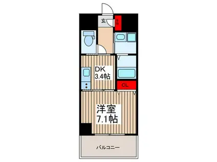 浦和テラス(1DK/8階)の間取り写真