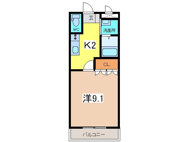 リープハイム(1K/2階)の間取り写真