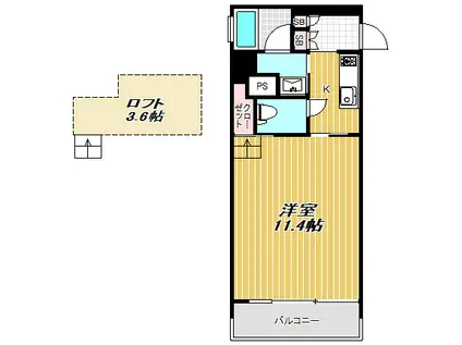 カスタリア中延(1K/12階)の間取り写真