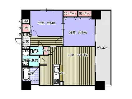 ROYALHOUSE猪ノ坂(2LDK/6階)の間取り写真