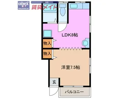 アンセーヌメゾンシャルル(1LDK/1階)の間取り写真