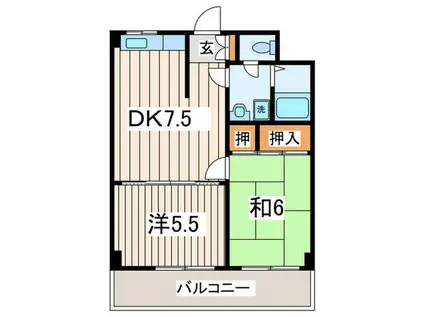 サンハウス86(2DK/3階)の間取り写真
