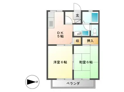 クレール上浜(2DK/1階)の間取り写真