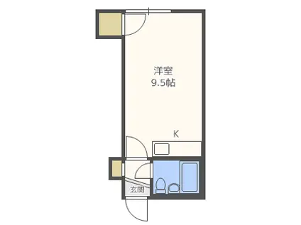 ブルーベル北17(ワンルーム/2階)の間取り写真