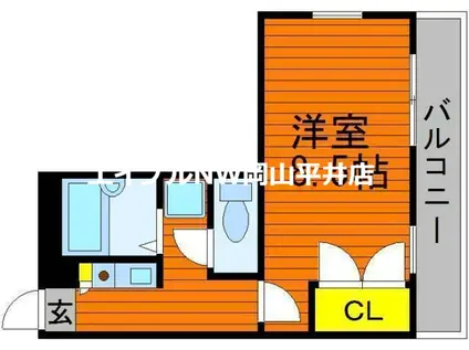 フローラ都紀Β(1K/2階)の間取り写真