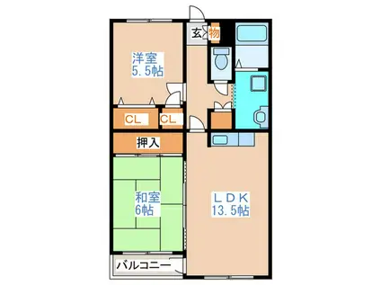 ブルームハイツ(2LDK/4階)の間取り写真