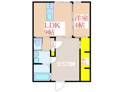 ERFOLG THANKS A(1LDK/2階)の間取り写真