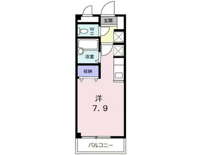 エスペランス(ワンルーム/2階)の間取り写真