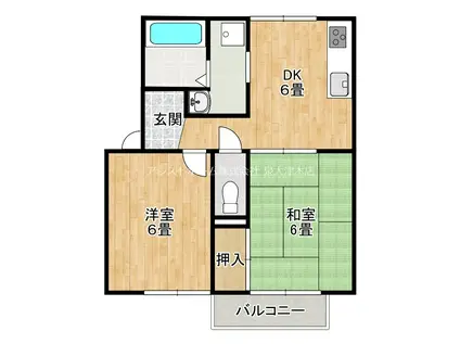 紙屋ハウス5番館(2DK/2階)の間取り写真