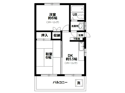 Kハウス(2DK/2階)の間取り写真