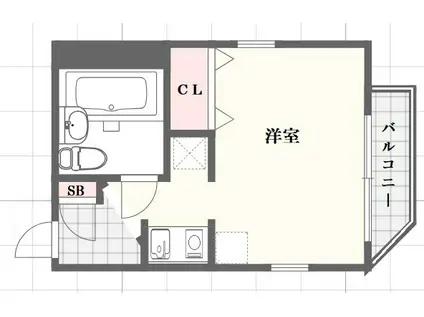 レインボーハイツ(ワンルーム/2階)の間取り写真