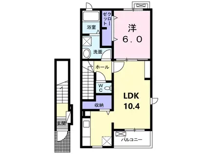 コンフォート夕顔(1LDK/2階)の間取り写真