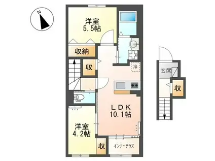 グランプラム本町(2LDK/2階)の間取り写真