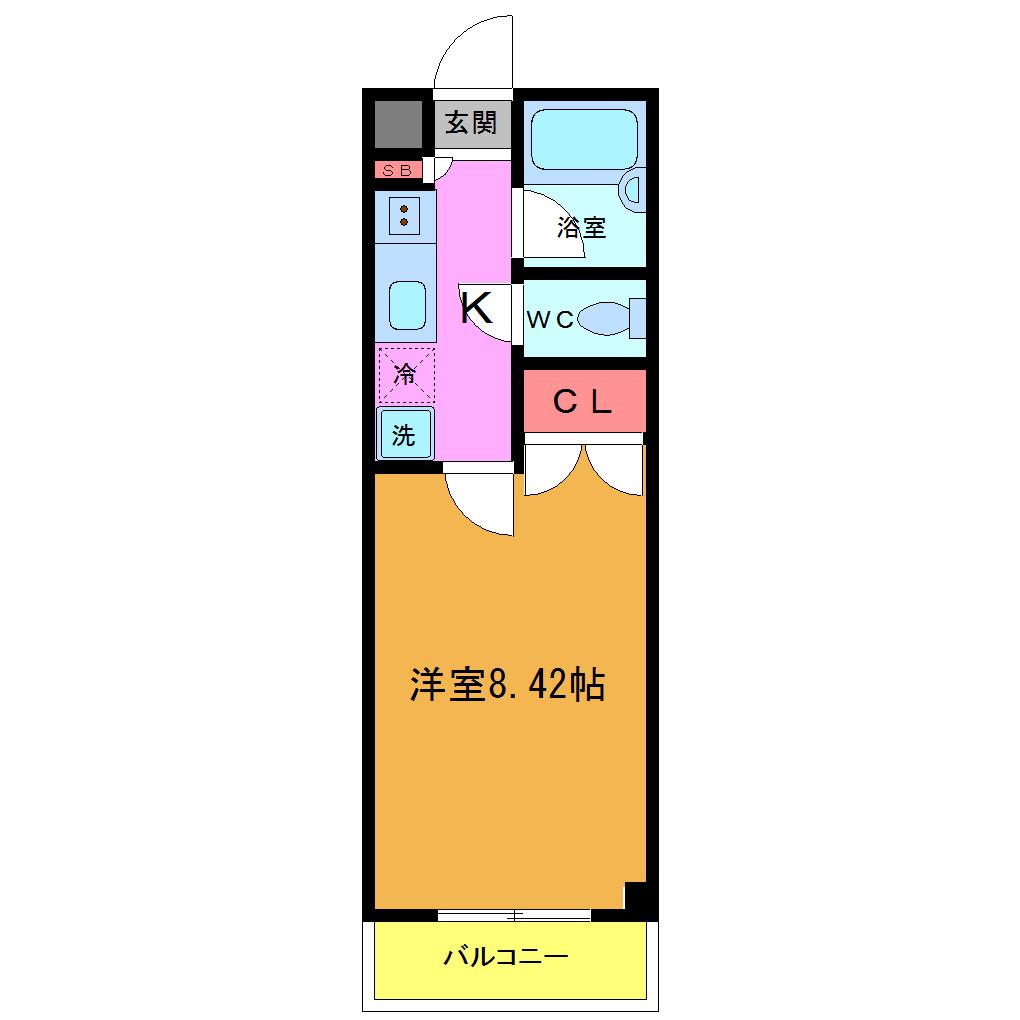 スプリングホーム(1K/1階)の間取り写真