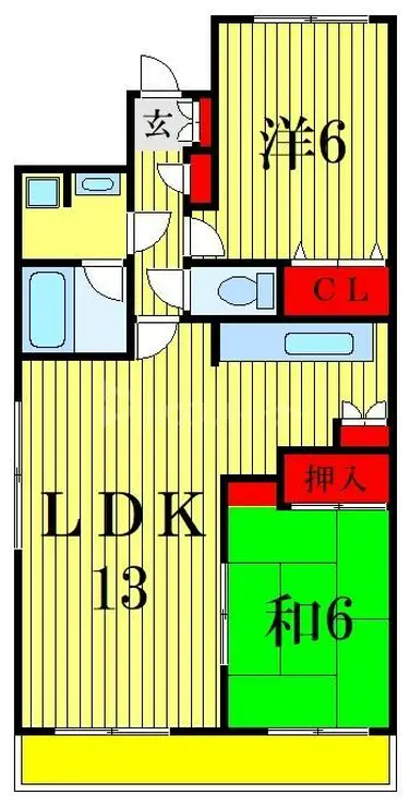 潮ハイツ 6階階 間取り
