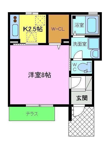 ヒルズコート(1K/1階)の間取り写真