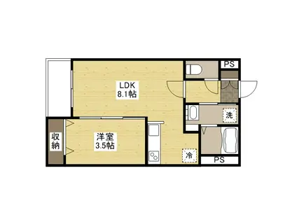 月光福山東壱番館(1LDK/1階)の間取り写真