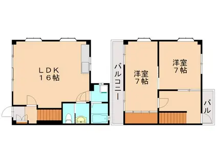 ケイ美容室ビル(2LDK/2階)の間取り写真