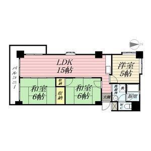 ハイタウンみずほII(2LDK/5階)の間取り写真