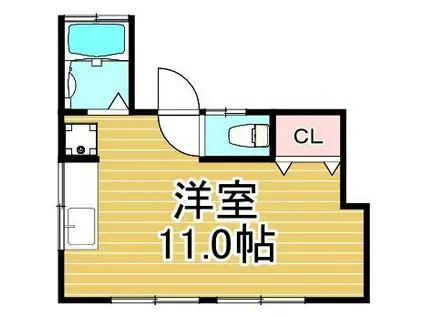 京成本線 青砥駅 徒歩4分 2階建 築54年(ワンルーム/2階)の間取り写真