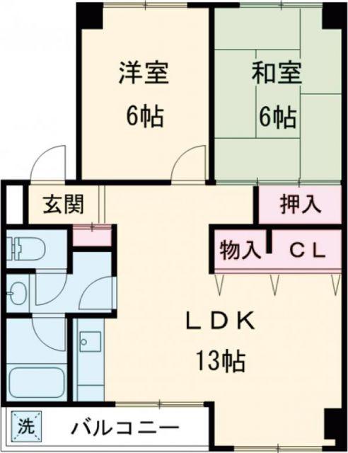 シャンボール鶴見(2LDK/4階)の間取り写真