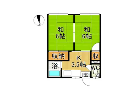 スカイハイツ(2K/2階)の間取り写真