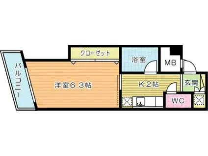 メゾンド高峰(1K/2階)の間取り写真