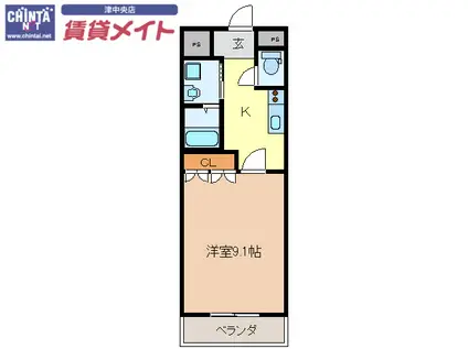 リヴァージュA棟(1K/1階)の間取り写真