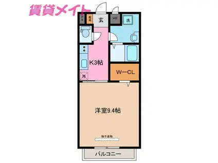 ハーバーサイドINB(1K/2階)の間取り写真