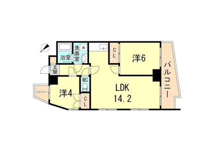 クレドール西明石I(2LDK/5階)の間取り写真