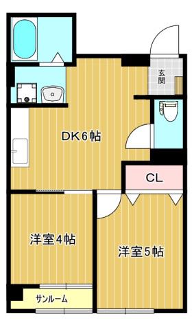 十日市ビル 2(2DK/2階)の間取り写真
