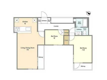 PATH牛込神楽坂(2LDK/2階)の間取り写真