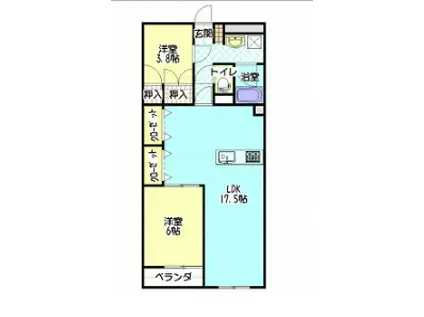 アンビアンス001(2LDK/2階)の間取り写真